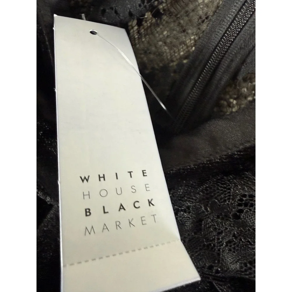 White‎ House Black Market Black Velvet Lace Shift Dress Size 14 570222341